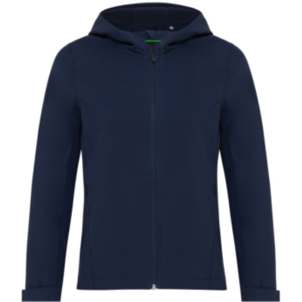 IQONIQ Makalu dames recycled polyester softshell jas — drukvlak in de nek
