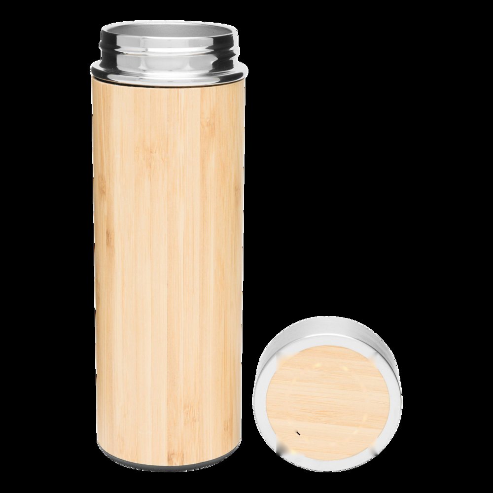 BAMBOO GO - Isoleerfles — drukvlak gecentreerd op de deksel
