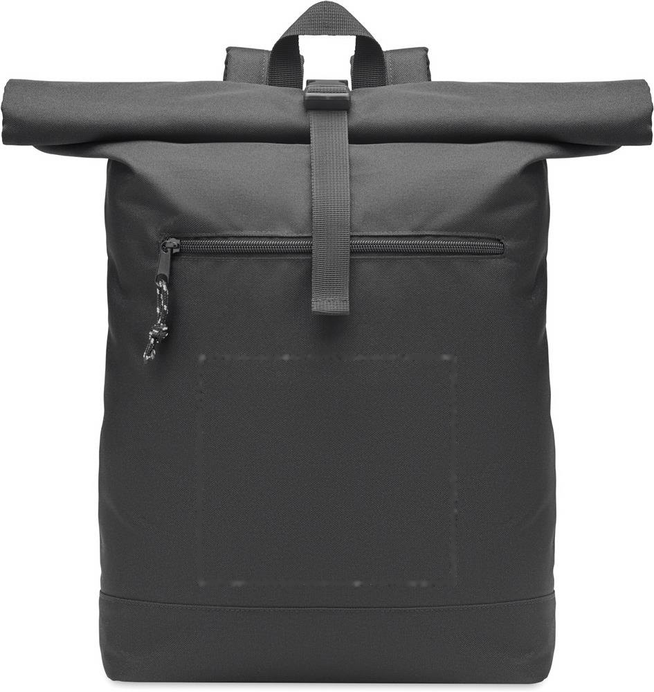 NAPA - 600D RPET rolltop rugzak — drukvlak voorzijde vak