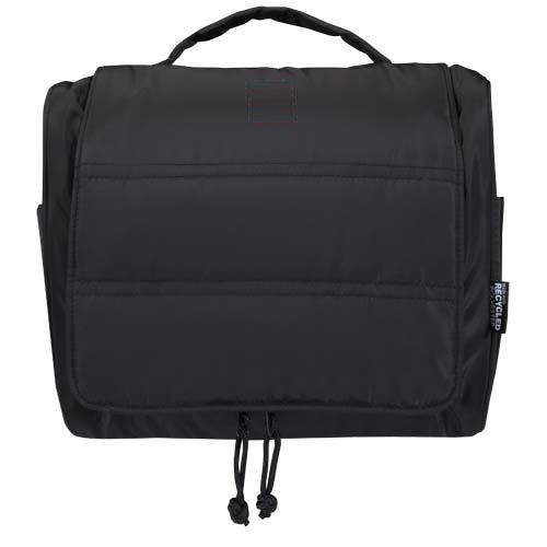 Puffer GRS gerecycleerde ophangbare canvas toilettas 8L — drukvlak klep