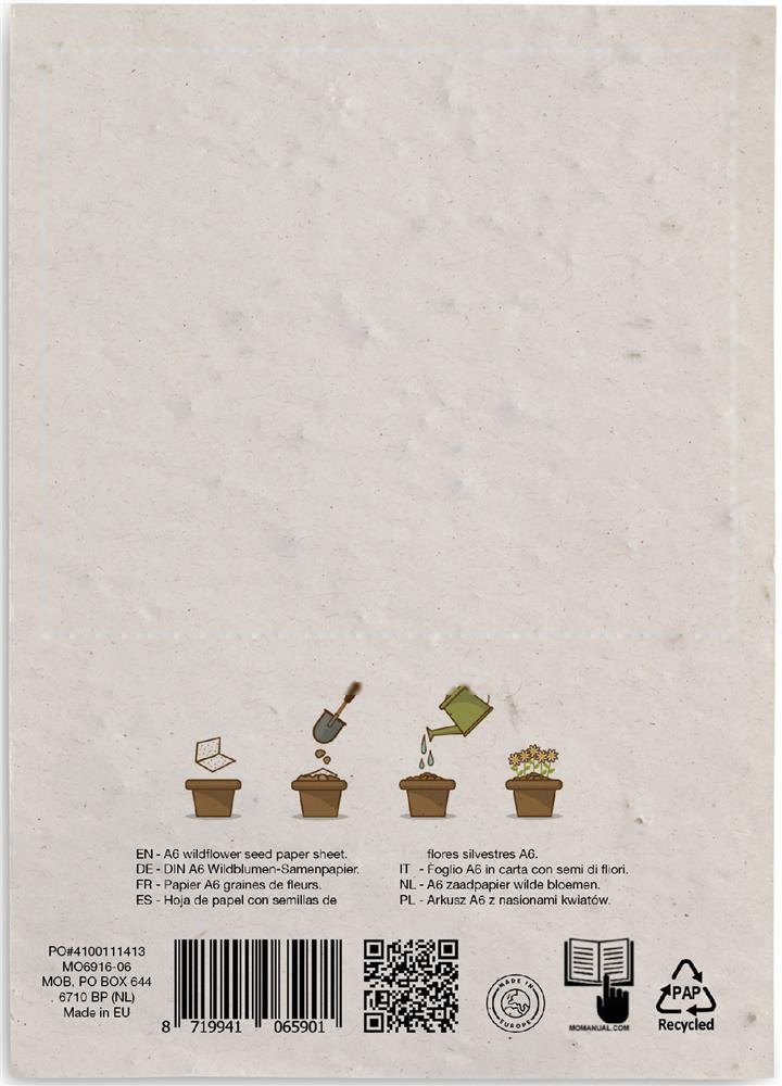 ASIDO - A6 zaadpapier wilde bloemen — drukvlak bovenaan de achterzijde
