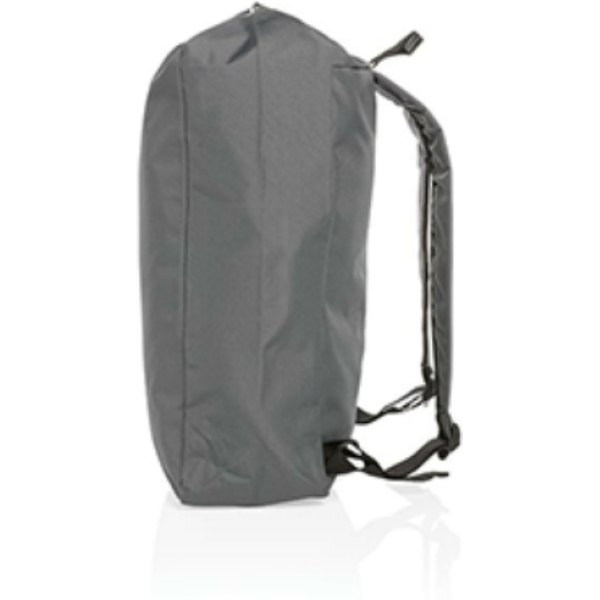 Impact AWARE™ RPET lichtgewicht rolltop rugzak — drukvlak artikel zijkant rechts