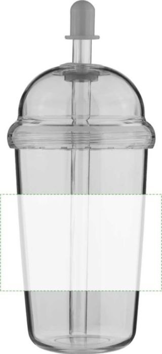 rPet Drinkbeker met rietje Glow 500 ml — drukvlak rondom
