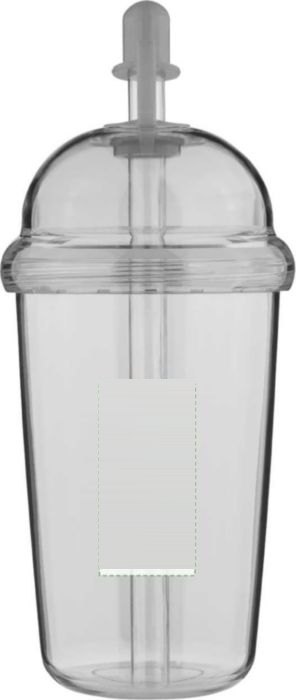 rPet Drinkbeker met rietje Glow 500 ml — drukvlak achterzijde
