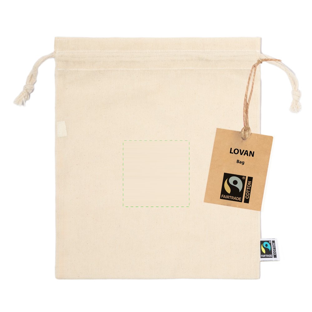 Tas Kaiki Fairtrade — drukvlak midden voorkant, klein
