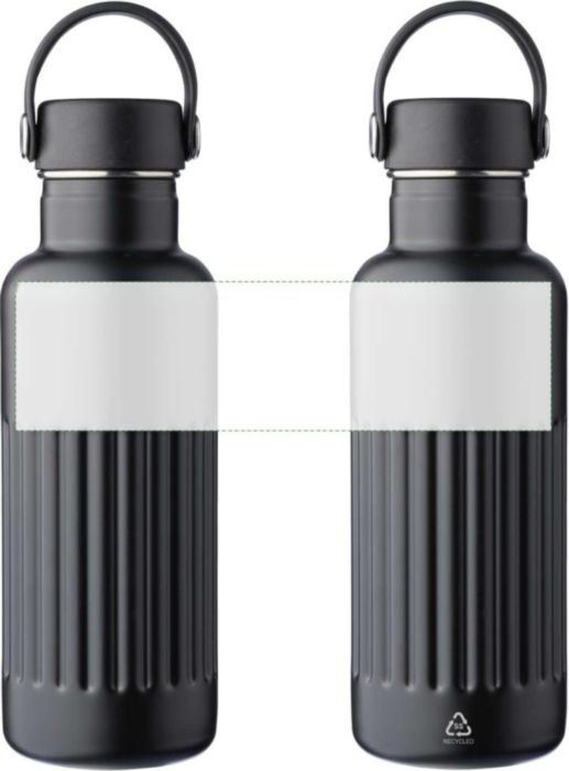 Gerecyclede roestvrijstalen dubbelwandige drinkfles (500 ml) Lior — drukvlak rondom