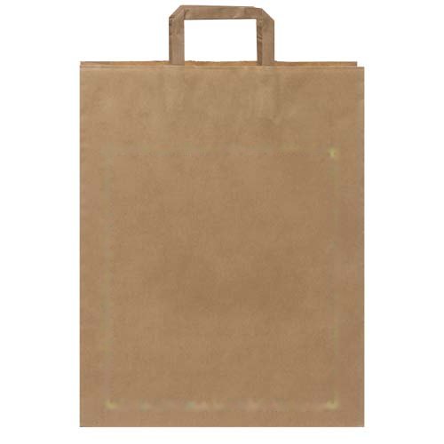 Papieren tas 80-90 g/m2 gemaakt van kraftpapier met platte handgrepen - 32 x 12 x 40 cm — drukvlak voorzijde