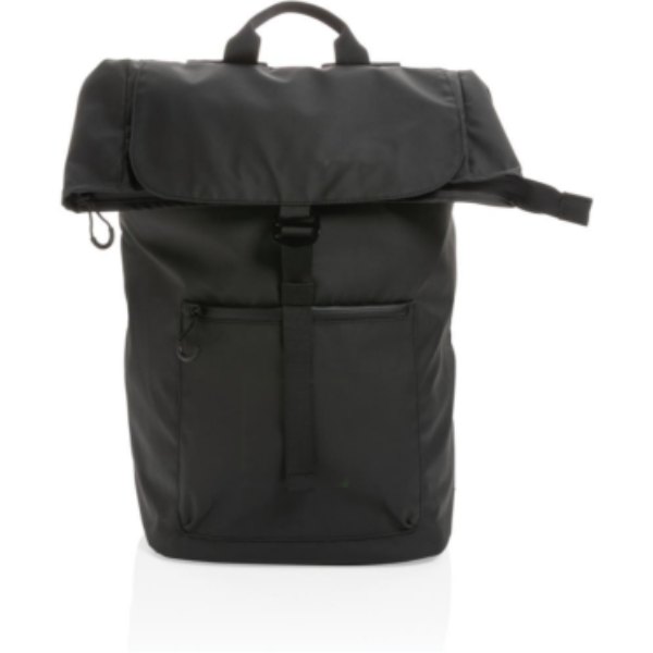 Impact AWARE™ RPET waterbestendige 15.6" laptoprugzak — drukvlak artikel voorzijde onder