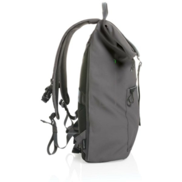 Impact AWARE™ RPET waterbestendige 15.6" laptoprugzak — drukvlak artikel zijkant links