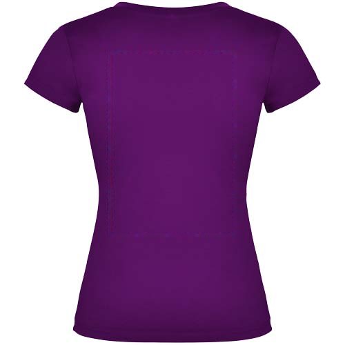 Victoria 155 g/m² damesshirt met V-hals en korte mouwen — drukvlak impact hoog op de achterzijde