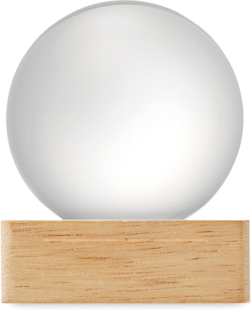 LIGHT - LED glazen bol — drukvlak voorkant houten voet