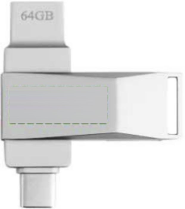 Zinklegering USB-stick Dorian — drukvlak voorzijde