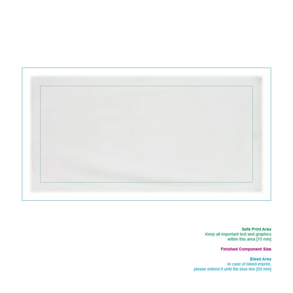 Dubbelzijdige handdoek sublimatie 70 x 140 cm 400 g/m² — drukvlak volledige voorzijde