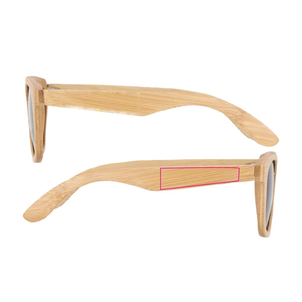 Justin bamboe zonnebril UV400 — drukvlak 1 cm van linker- en rechterscharnier