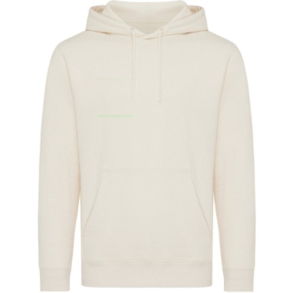 IQONIQ Rila lichtgewicht gerecycled katoen hoodie — drukvlak borst rechterzijde