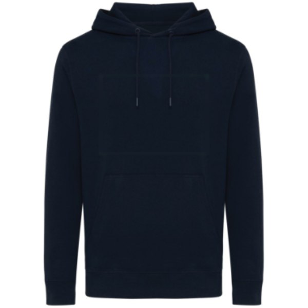 IQONIQ Rila lichtgewicht gerecycled katoen hoodie — drukvlak artikel voorzijde