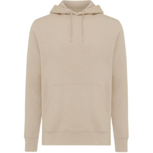 IQONIQ Rila lichtgewicht gerecycled katoen hoodie — drukvlak in de nek