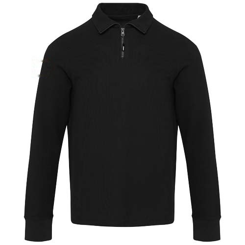 Apollo 245 g/m² uniseks half-zip poloshirt met lange mouwen — drukvlak rechter bicep