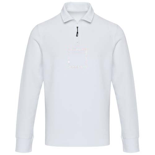 Apollo 245 g/m² uniseks half-zip poloshirt met lange mouwen — drukvlak impact volledige voorzijde