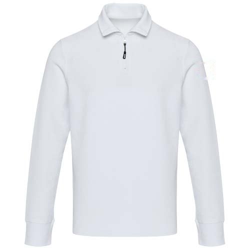 Apollo 245 g/m² uniseks half-zip poloshirt met lange mouwen — drukvlak linker bicep