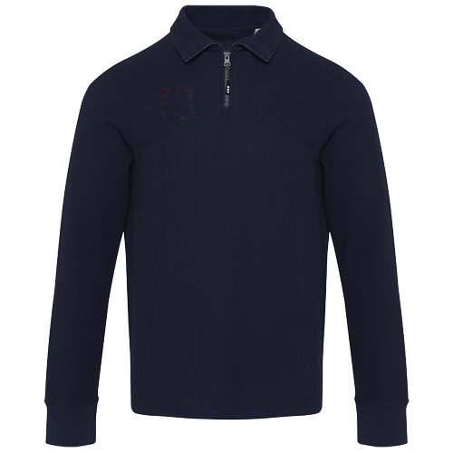 Apollo 245 g/m² uniseks half-zip poloshirt met lange mouwen — drukvlak rechter borst