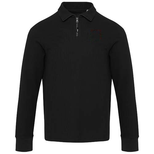 Apollo 245 g/m² uniseks half-zip poloshirt met lange mouwen — drukvlak linker borst