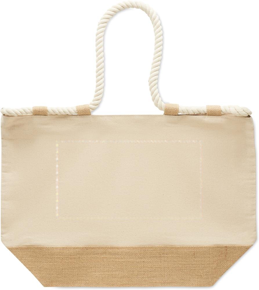 MAKENKE - Strandtas canvas/jute — drukvlak zijde 1