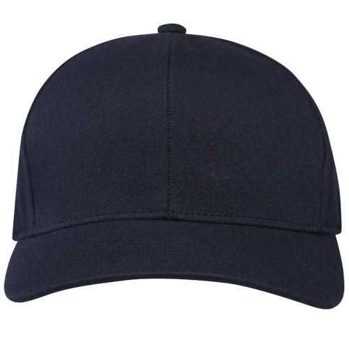 Opal 240 g/m² 6 panel Aware™ gerecyclede cap — drukvlak voorzijde links