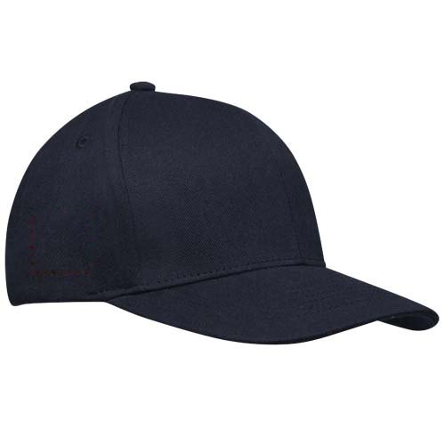 Opal 240 g/m² 6 panel Aware™ gerecyclede cap — drukvlak rechterzijde