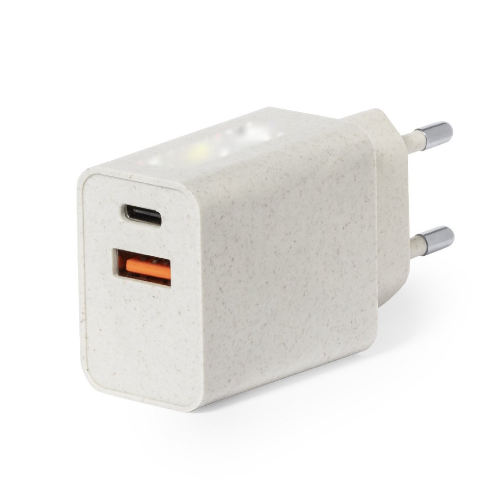 USB Oplader Avery — drukvlak gecentreerd onder de dop