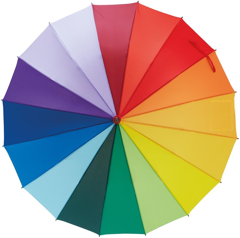 BOWBRELLA - 27 inch regenboogparaplu — drukvlak op het gele segment