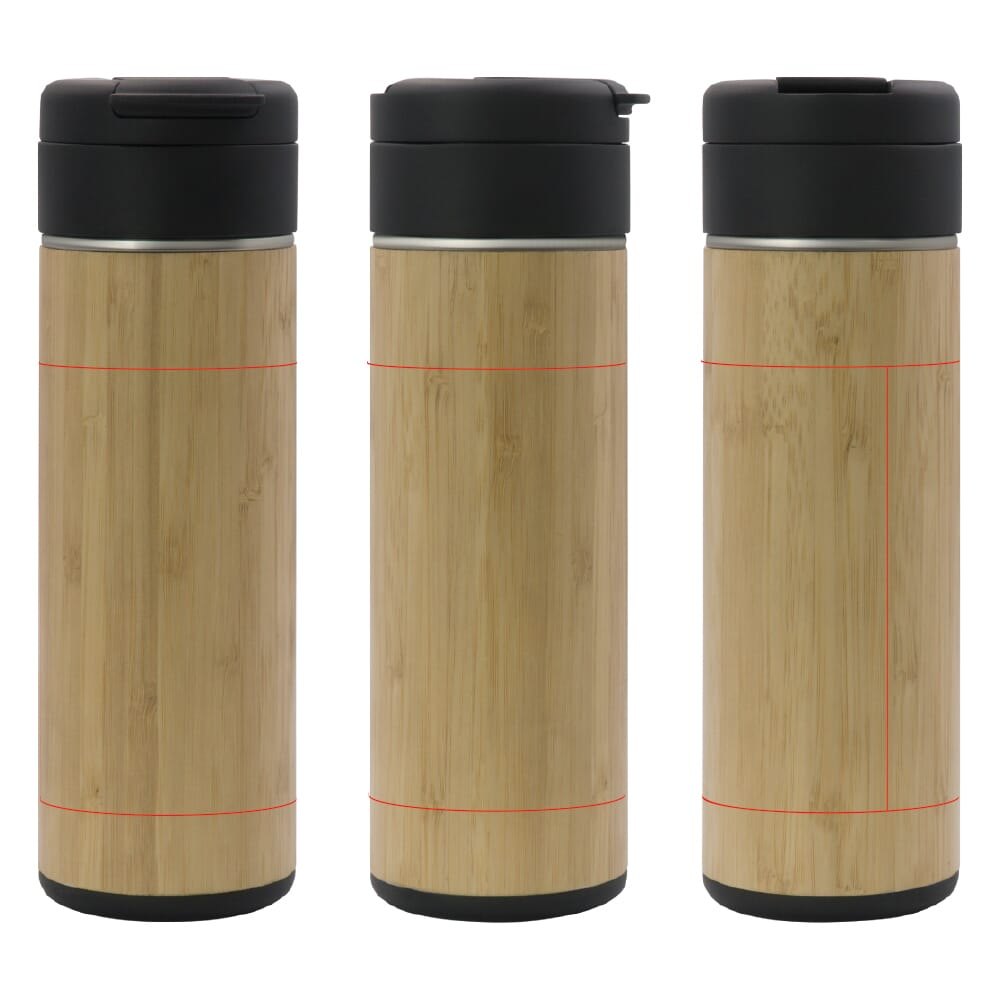 Thermofles Flow bamboe 400ml — drukvlak rondom
