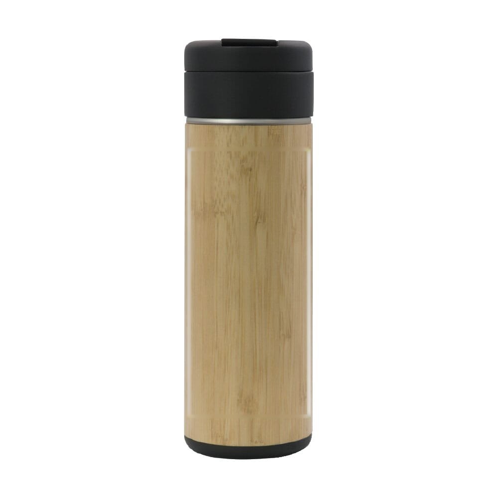 Thermofles Flow bamboe 400ml — drukvlak groot op de body