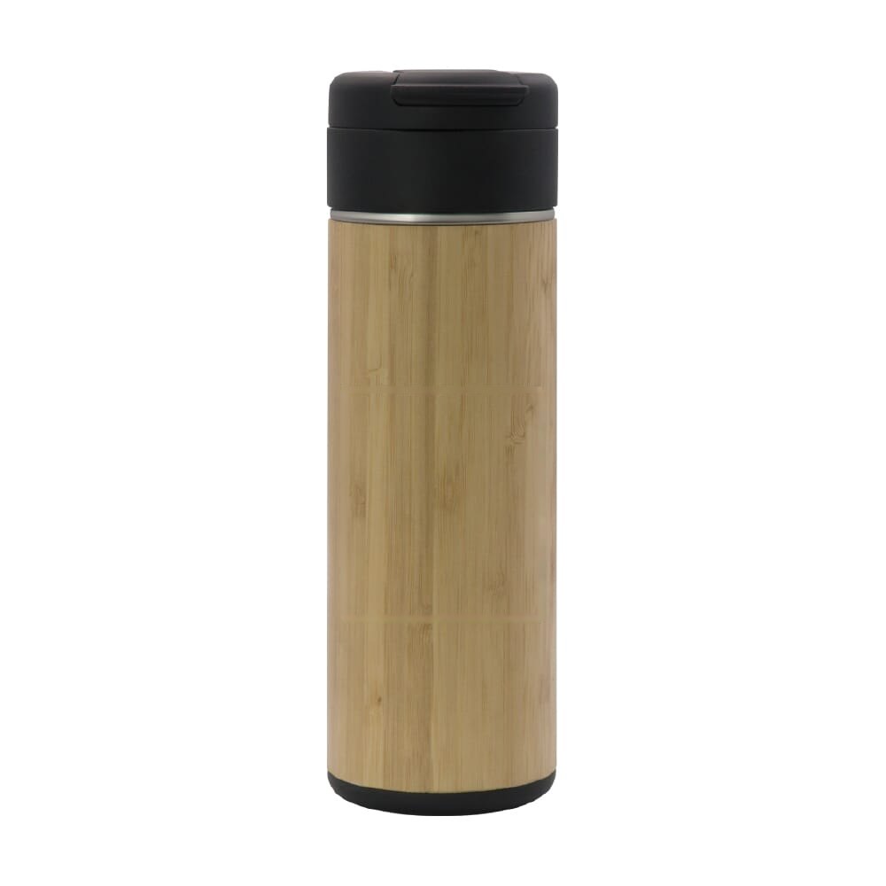 Thermofles Flow bamboe 400ml — drukvlak midden op de body