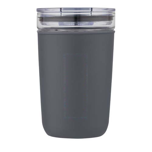 Bello 420 ml glazen beker met buitenwand van gerecycled plastic — drukvlak voorzijde