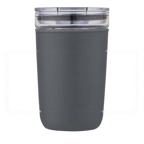 Bello 420 ml glazen beker met buitenwand van gerecycled plastic — drukvlak rondom