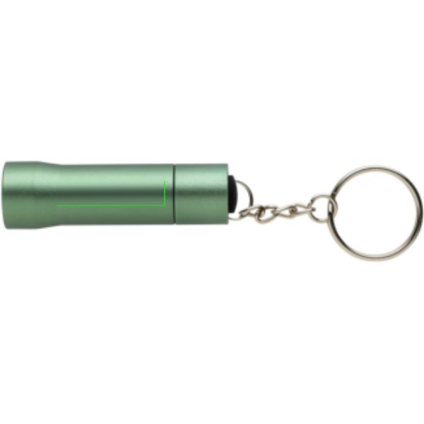 Flash RCS gerecycled aluminium sleutelhanger zaklamp — drukvlak artikel voorzijde