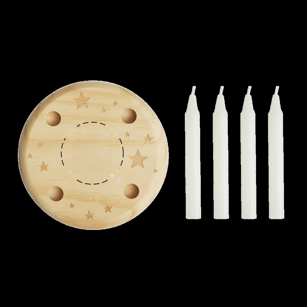 4-CHRISTMAS - Kleine houten adventskrans — drukvlak gecentreerd op de voorkant