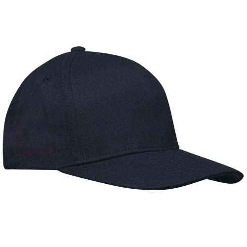 Onyx 240 g/m² 5 panel Aware™ gerecyclede cap — drukvlak rechterzijde