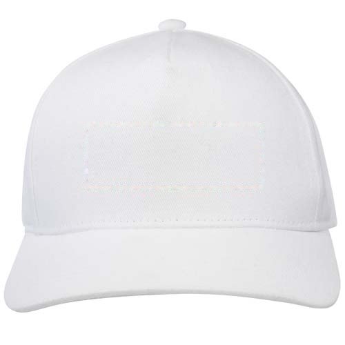 Onyx 240 g/m² 5 panel Aware™ gerecyclede cap — drukvlak voorzijde