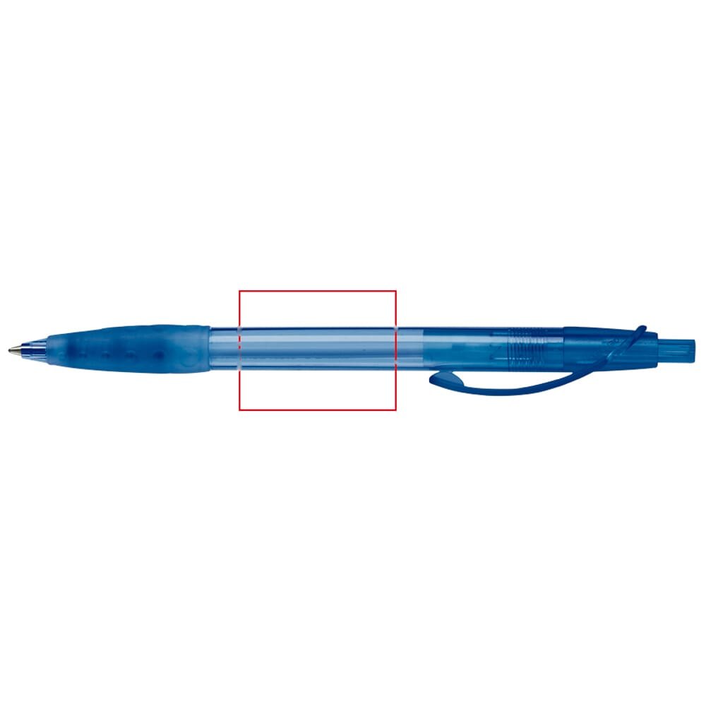 Balpen Cosmo grip transparant — drukvlak 270 graden van de clip