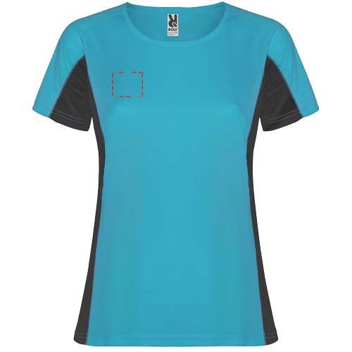 Shanghai 140 g/m² sportshirt met korte mouwen voor dames — drukvlak rechter borst
