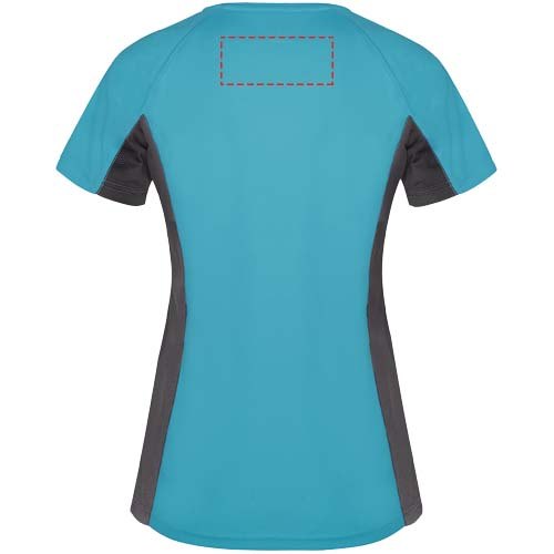 Shanghai 140 g/m² sportshirt met korte mouwen voor dames — drukvlak hoog op de achterzijde
