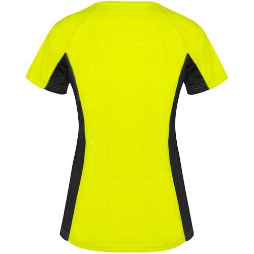 Shanghai 140 g/m² sportshirt met korte mouwen voor dames — drukvlak impact hoog op de achterzijde