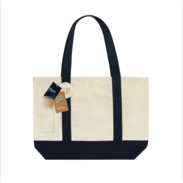 SHOP LOCAL AWARE™ recycled cotton 350gsm Tote bag — drukvlak artikel voorzijde links