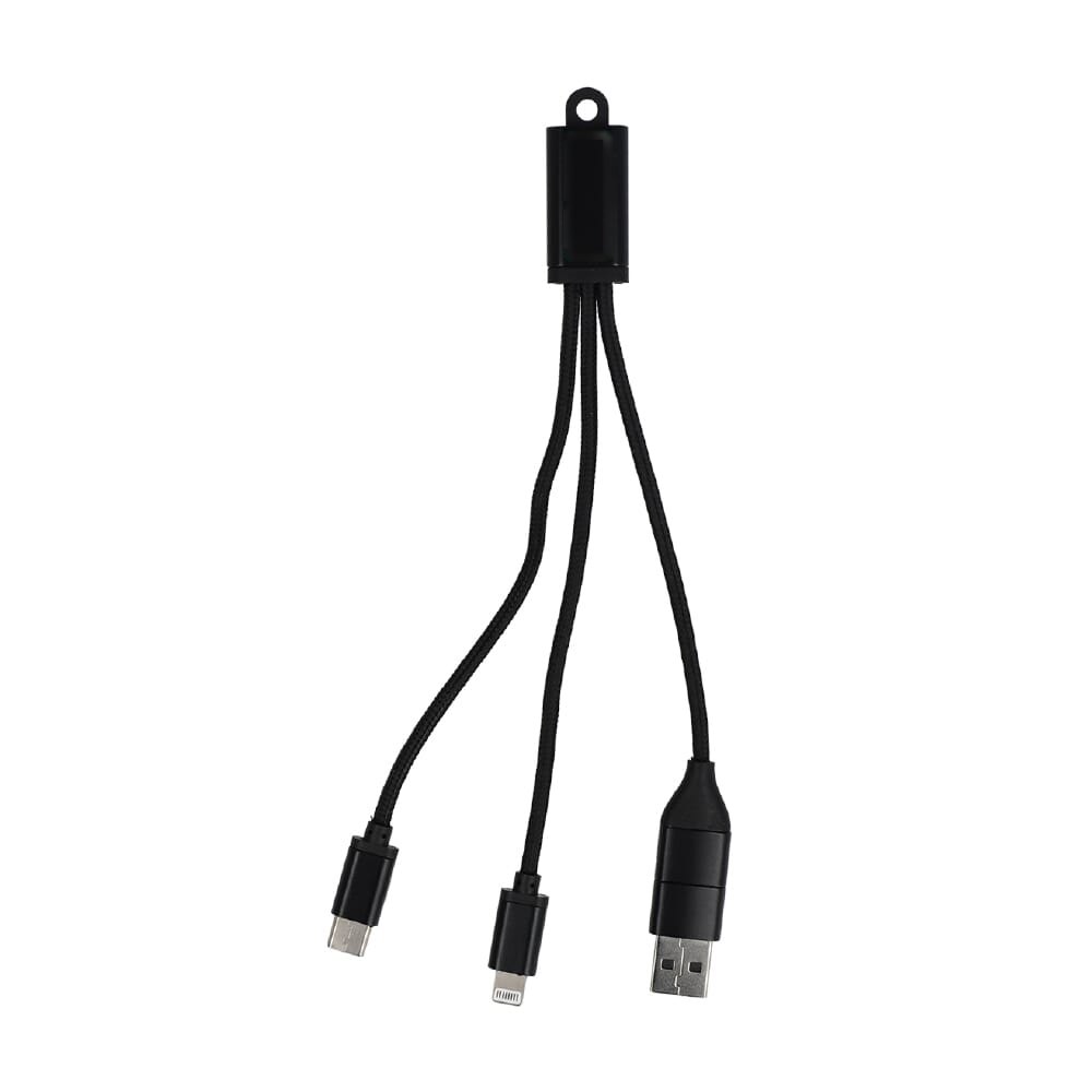 2-in-1 Oplaadkabel USB-A/C naar USB-C & Lightning Aluminium — drukvlak bovenkant