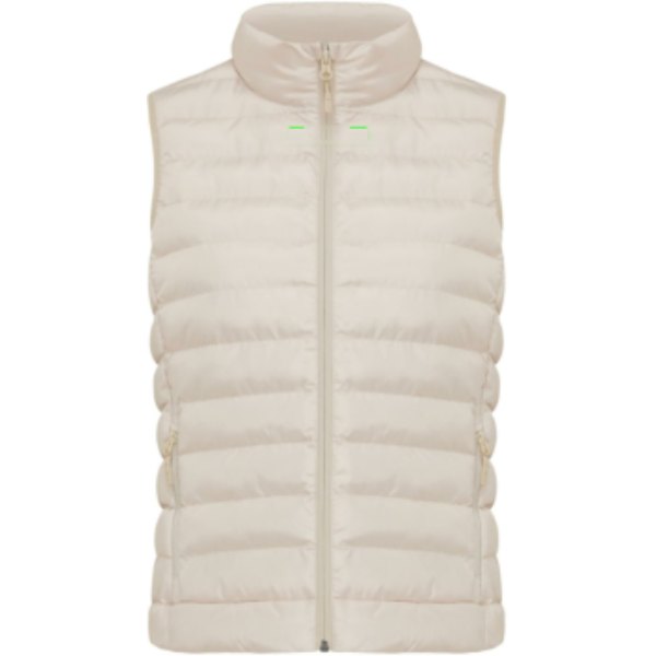 IQONIQ Meru dames gerecycled polyester bodywarmer — drukvlak in de nek