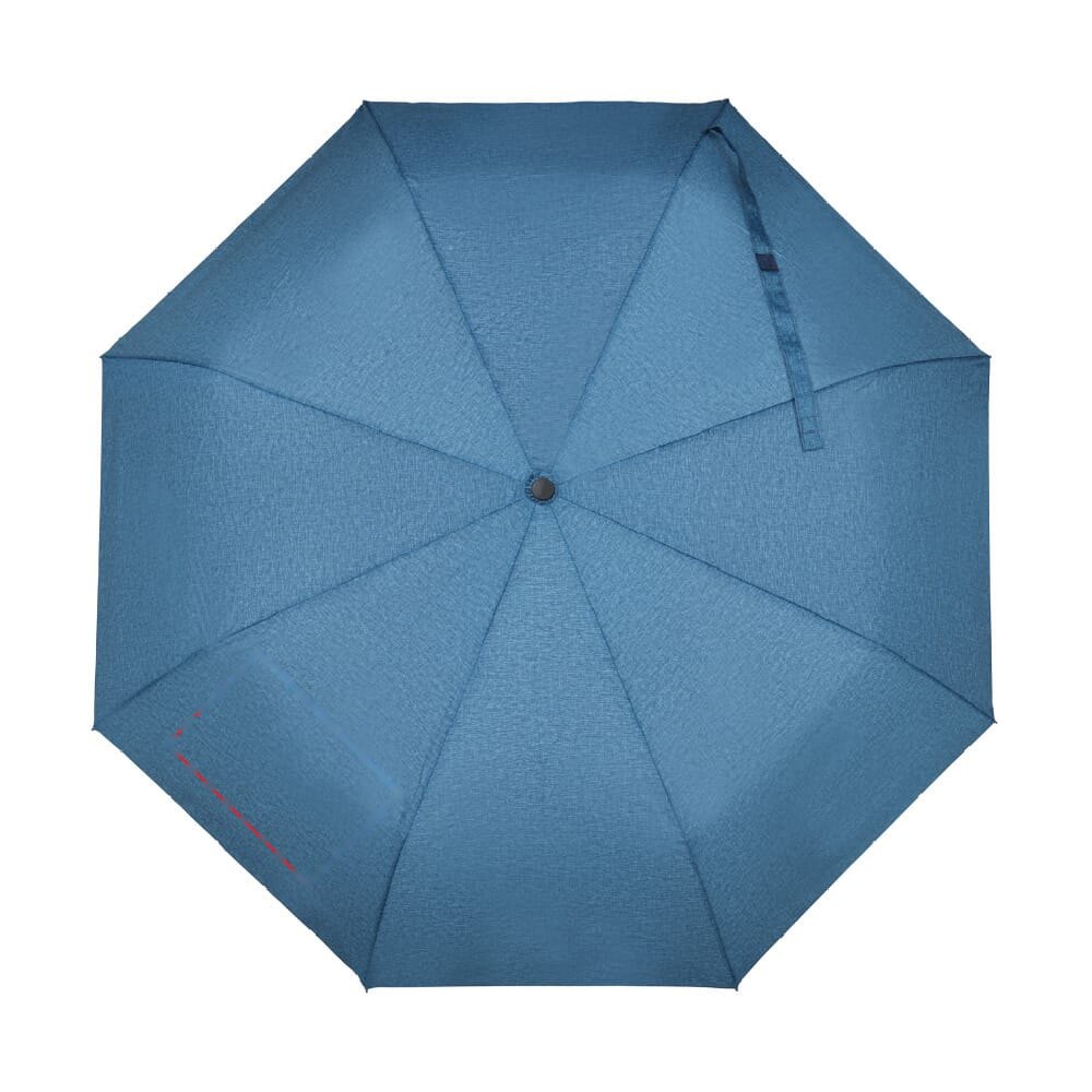 Opvouwbare paraplu 21” R-PET auto open — drukvlak paneel linksonder