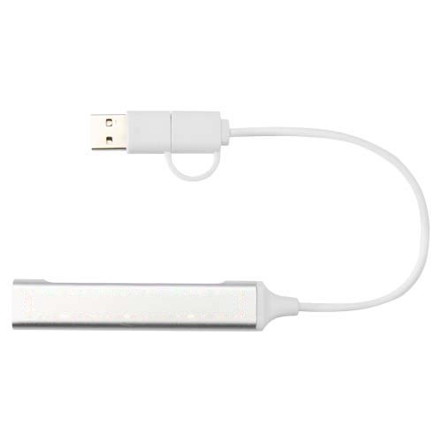 Alkaid 4 poorts USB-A en Type-C hub van gerecycled aluminium met dubbele ingang — drukvlak achterzijde