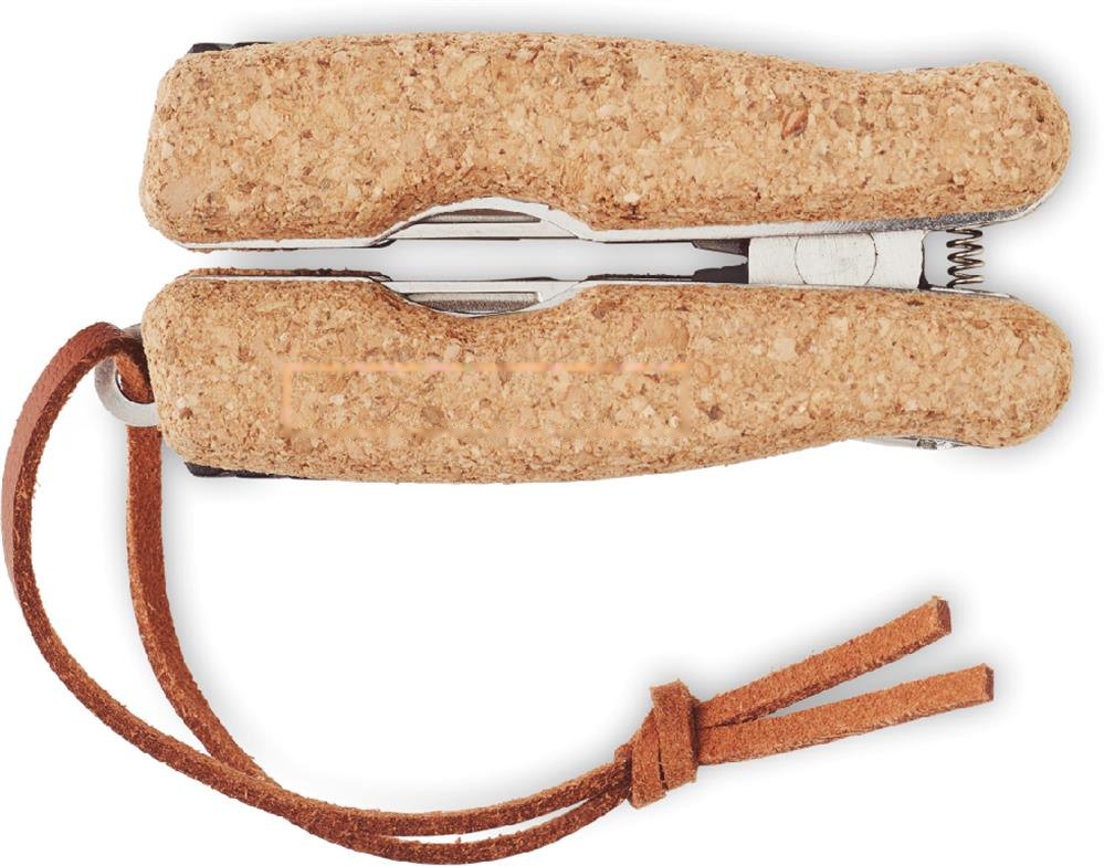 PLIERKORK - Multitool zakmes kurk groot — drukvlak voorzijde links